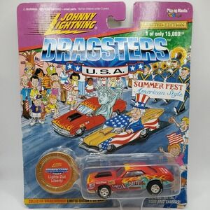 1997 Johnny Lightning Dragsters USA Summer Fest LIGHTS OUT LIBERTY Red RubberTir